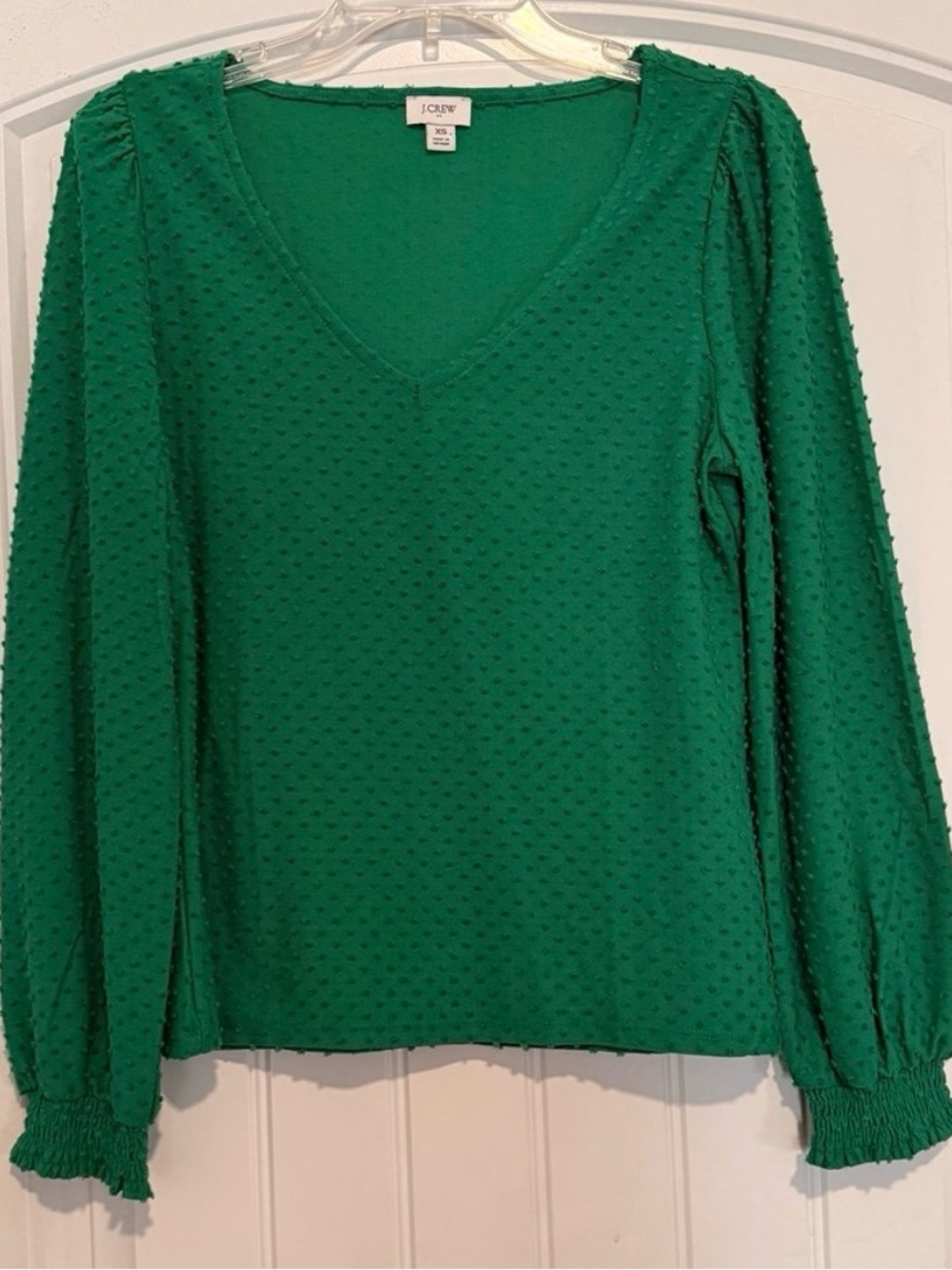 J. Crew Emerald Green Swiss Dot Chiffon Blouse - Womens XS NEW NWOT